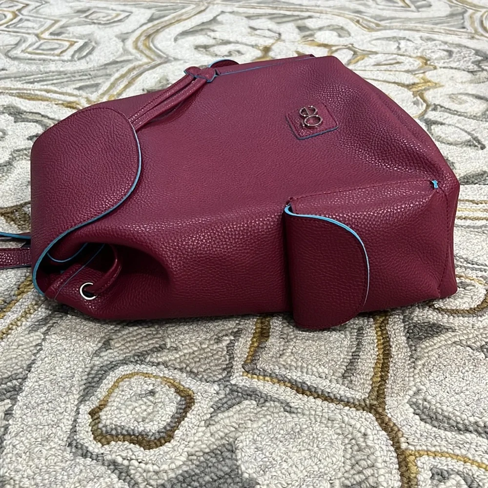 💕OE moda Chloe NWT $1299 Zaki burgundy blue leather large backpack nice 💕